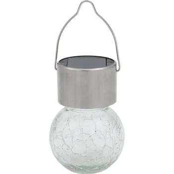 Zahrada M.A.T. GROUP lampa solární KOULE pr.6cm, v.9cm, 1LED, závěsná, čirá; nerez/sklo