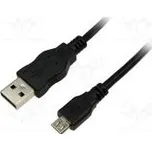 Kabel USB A vidlice, USB B micro vidlice niklovaný 3m černá