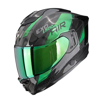 Helma na motorku EXO-1500 CARBON AIR PLATTED černo/zelená XXL (63/64)