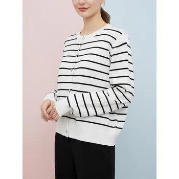 Dámský svetr Sinsay - Pruhovaný kardigan na knoflíky - bílá - 128IJ-00P - 128IJ-00P-L