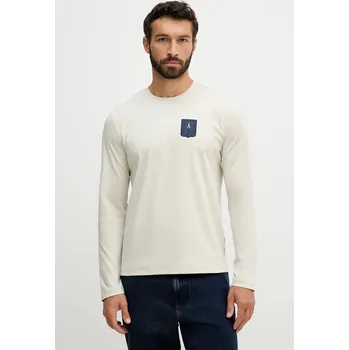 Pánské tričko Bavlněné tričko s dlouhým rukávem Aeronautica Militare TS2450UJ00663 béžová 80X, vel. XL