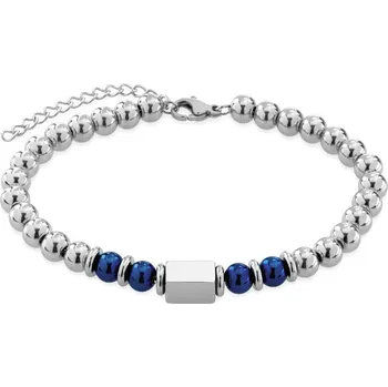 Módní doplněk Troli Korálkový pánský náramek z oceli VESB0959SBL + 2 měsíce na vrácení zboží
