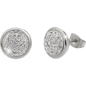 Módní doplněk JSB bijoux s.r.o. Ocelové náušnice puzety kulaté lůžko drobně osázené krystaly Swarovski Crystal
