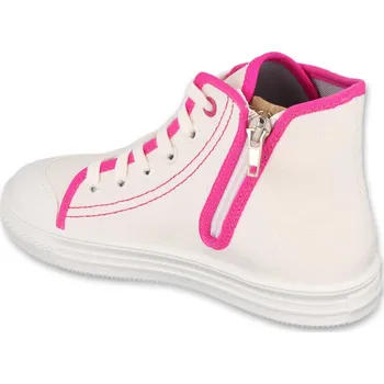 Dívčí tenisky Tenisky plátěnky kecky Befado 438Y019 kotníkové bílé, zip velikost: 31