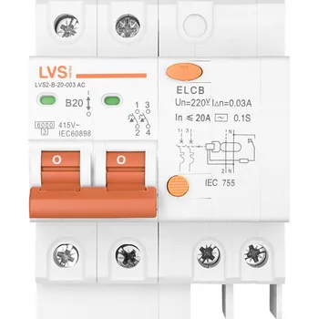 Proudový chránič PROUDOVÝ CHRÁNIČ S JISTIČEM 2P B 20A 30mA TYP-AC 1 Ks. LVS