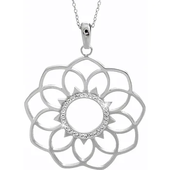 Náhrdelník JSB bijoux s.r.o. Ocelový náhrdelník vyřezávaná mandala s krystaly Swarovski Crystal