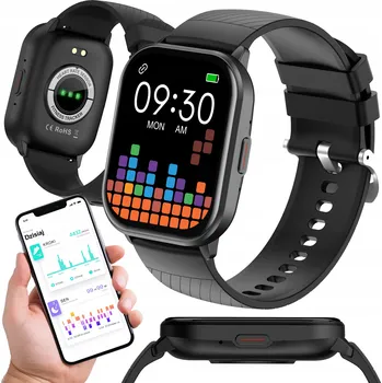 Hodinky Chytré Hodinky Lewer černé IP68, Bluetooth, dotykový displej, senzory