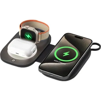 T5 3v1 bezdrátová MagSafe nabíječka pro iPhone / Apple Watch / AirPods - 15W - černá