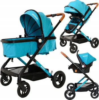 Kočárek DĚTSKÝ KOČÁREK HLINÍKOVÝ 3V1 508 NICEKIDS ZELENOČERNÝ