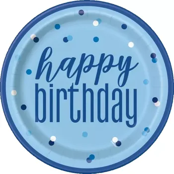 Talíř EKO Talířky papírové modré Glitz HB 23cm, 8ks