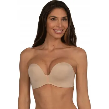 Podprsenka Wonderbra podprsenka bardotka, balkonetka béžová velikost 80G