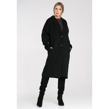 Jednořadý kabát na dva knoflíky a šálovým límcem M1111 Barva: Černá, Velikost: ONE SIZE