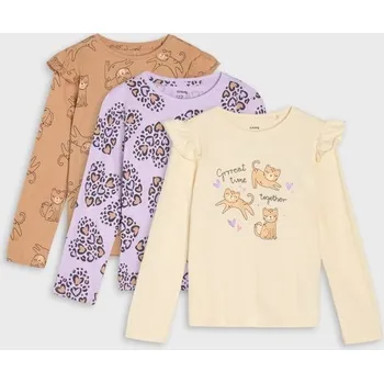 Dívčí oblečení Sinsay - Bavlněná košilka s potiskem 3 pack - vícebarevná - 862GH-MLC - 862GH-MLC-104