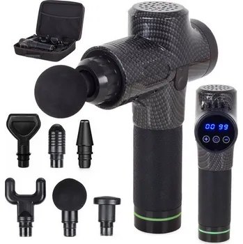 Masážní přístroj Grugen 1579 Masážní vibrační bezdrátová pistole s LCD displejem + 6 nástavců