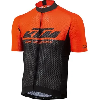 cyklistický dres Cyklistický dres KTM Factory Team Light Black/orange Barva: Oranžová, Velikost: L
