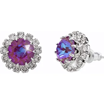 Módní doplněk JSB bijoux s.r.o. Náušnice puzety z bižuterní slitiny květ poskládaný z krystalů Swarovski Burgundy