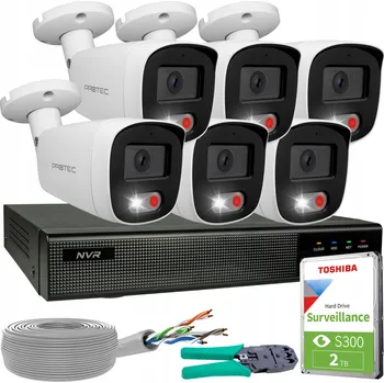 Bezpečnostní kamera Sada monitoringu 6 IP kamer 4K 8MP POE IR Mikrofon Detekce HDD 2TB