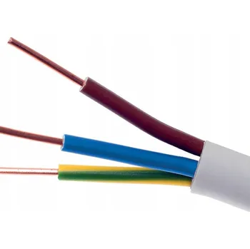 elektrický kabel Kabel YDY 3X6 450/750V drát kulatý bílý O13,9 mm ELPAR za 1 m