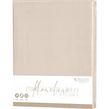 Prostěradlo PROSTĚRADLO FLANELOVÉ S GUMOU BAVLNĚNÉ BÉŽOVÉ 200x200 +30cm ZÁLOŽKA