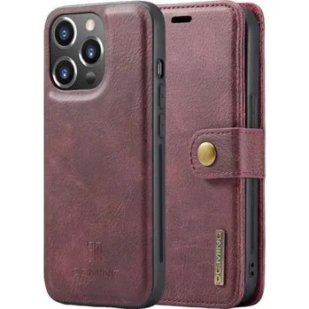 Pouzdro na mobilní telefon DG.Ming 2v1 odnímatelné flipové pouzdro pro iPhone 15 Pro - vínové