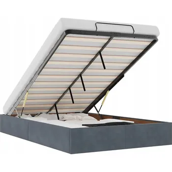 Postel Rám postele s úložným prostorem, otoman, tmavě šedá, 203 x 120 x 23,5 cm
