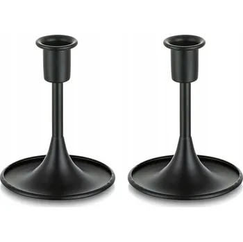 Svícen Kovový svícen Dekorativní Vintage 12,5 cm Sada 2 ks černý