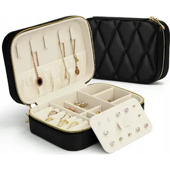 Šperkovnice KAMIER Malá Pouzdro na Šperky pro Ženy Kožené Černé