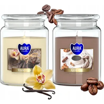 Svíčka Tradiční parafínová svíčka VANILKA KÁVA Aura 2 ks