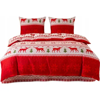 Povlečení Povlečení 160x200 červená bílá zelená norský motiv