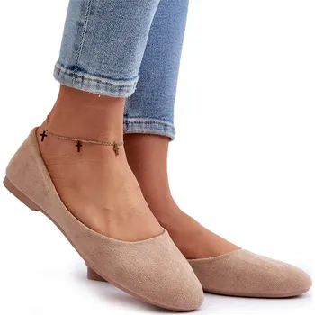 Dámské baleríny BALERÍNKY MĚKKÁ KOŽENÁ STÉLKA LÉTO BÉŽOVÉ 37