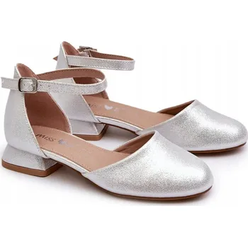 Dámské sandále DĚTSKÉ SANDÁLKY NA NÍZKÉM PODPATKU STŘÍBRNÉ 36