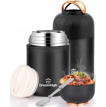 Termoska DREAMHIGH Termoska na jídlo 850 ml Nerezová Ocel s držadlem, černá