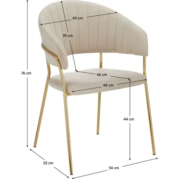 Designové jídelní křeslo, béžová Velvet látka/gold chrom zlatý, DASMIN NEW TYP 1