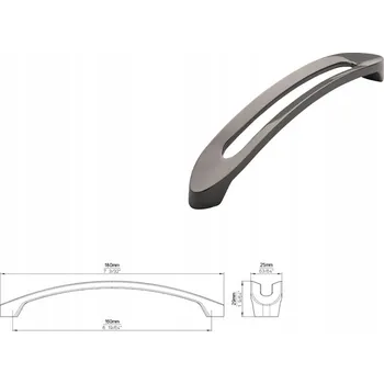 Nábytkové kování Nábytková úchytka SIRO 2374-180ZN16 antracit lesklá