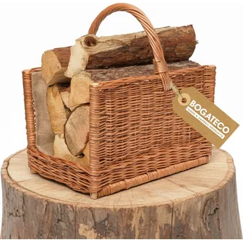 KOŠ NA DŘEVO KE KRBU 45 x 48 CM VELKÝ PLETENÝ KOŠ Z Proutí S JUTOU
