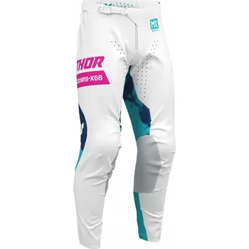 Moto kalhoty MOTOKROSOVÉ KALHOTY THOR LAUNCHMODE BLEACH WHITE/AQUA 40