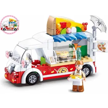 ostatní stavebnice Stavebnice Sluban Girl's Dream G185791 Sada kostek Sluban Auto Food Truck Autobus Pizzerie Autíčko 156 ks