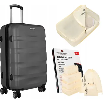 Peterson Tvrdý kabinový kufr ABS WALIZKA MAŁA KABINOWA SZARA 40 l