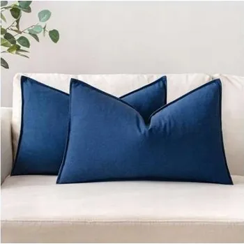 Povlak na polštářek Dekorační povlak na polštář tmavě modrý na zip 30x50 cm, 2 kusy