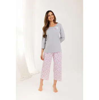 Dámské pyžamo Regina 711 šedé dámské 3/4 pyžamo