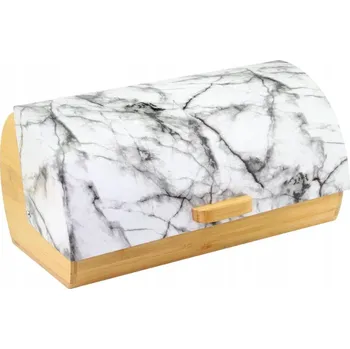 Chlebník, s bambusem, mramorový design, bílý