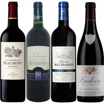 Víno Bordeaux A Bourgogne Rouge 2014 kolekce 4x 0,75l ( dřevěná kazeta )