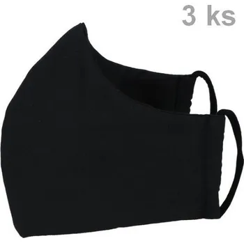 rouška Nanocare dvouvrstvá rouška s ionty stříbra černá 3 ks