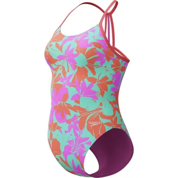 Dívčí plavky Speedo Allover Lane Line Back Girls Kaluna Floral/Arctic Glass 164cm