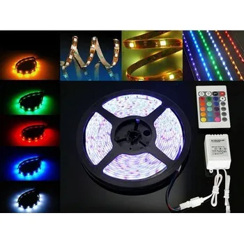LED páska Optonica sada 5m RGB LED pásek voděodolný 54 SMD3528 / m, 4.8W / m, IP65 + zdroj + RGB ovladač