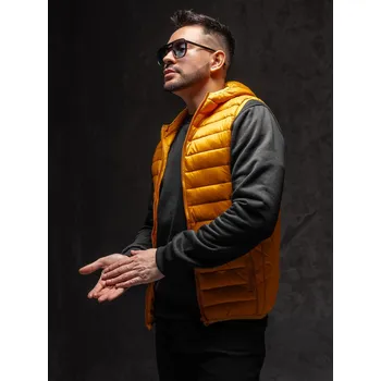 Pánská móda Oranžová pánská vesta na zip s kapucí Bolf LY36 - 2XL