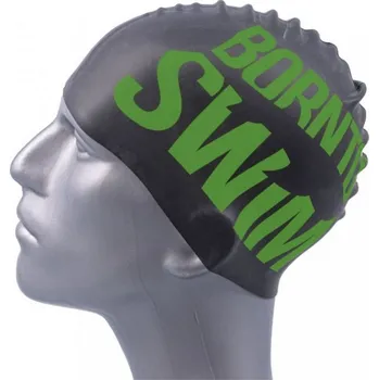 Plavecká čepice Silikonová čepice BornToSwim Classic Silicone Černá/zelená