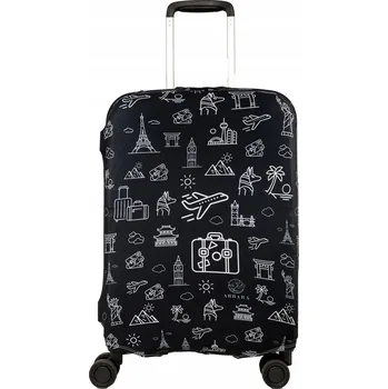 Elastický obal na kufr - Svět - černo bílý - Abbara