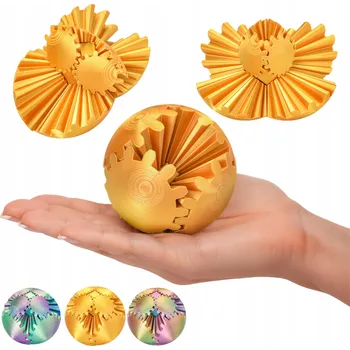 Hlavolam Gear Ball 3D fidget koule logická zlatá antistresová skládačka 8 cm