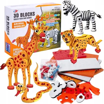 ostatní stavebnice 3D STAVEBNÍ PĚNOVÉ STAVEBNICE SAFARI PUZZLE ŽIRAFA ZEBRA VELKÉ